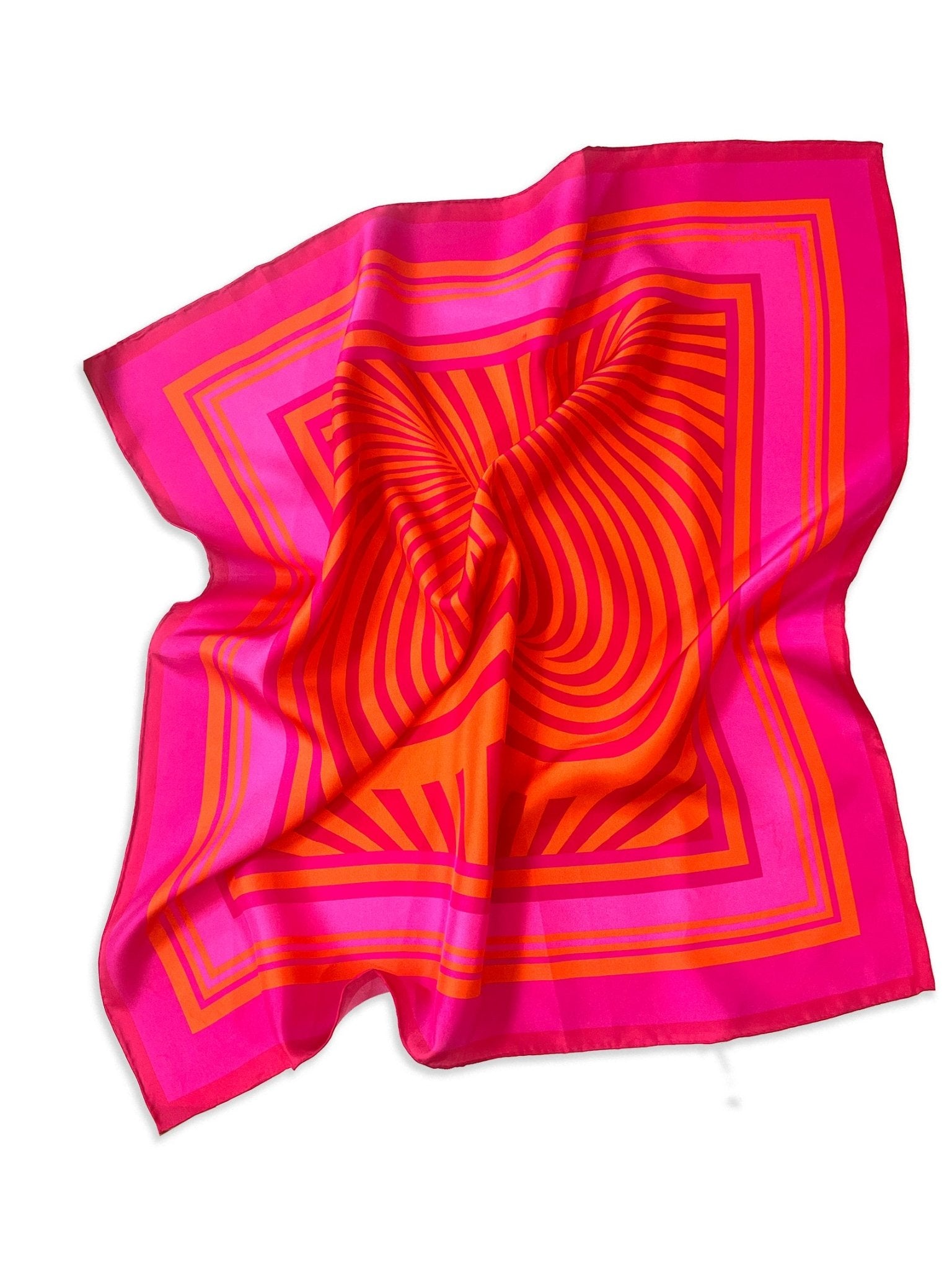 Titli Printed Silk Scarf - Pink & Orange