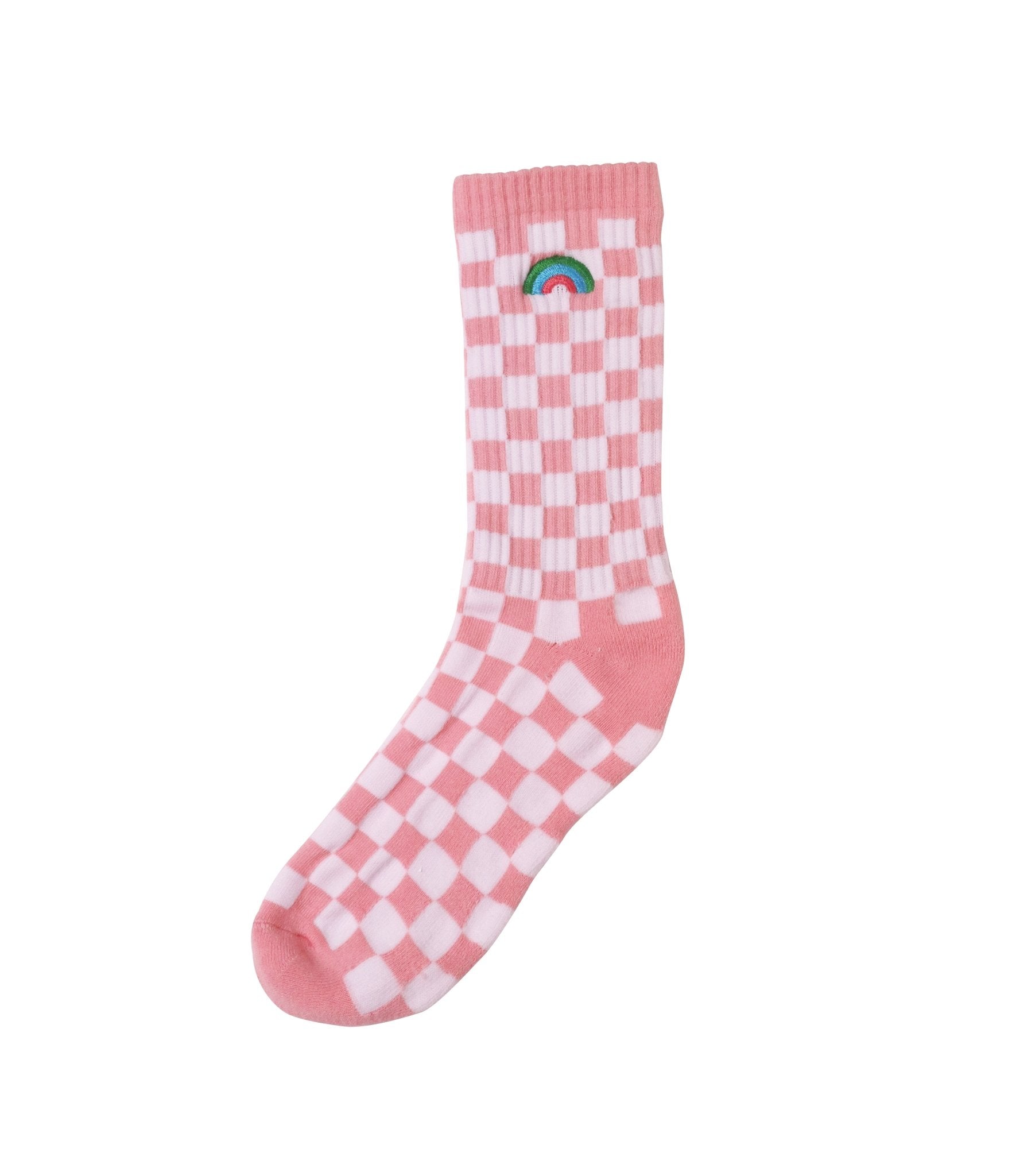 Checkerboard Crew Socks - Peach/White - Sweepstake Winners™