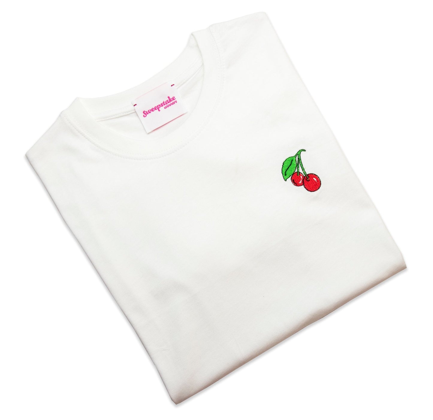 Embroidered Cherries Tee (White) - Sweepstake Winners™