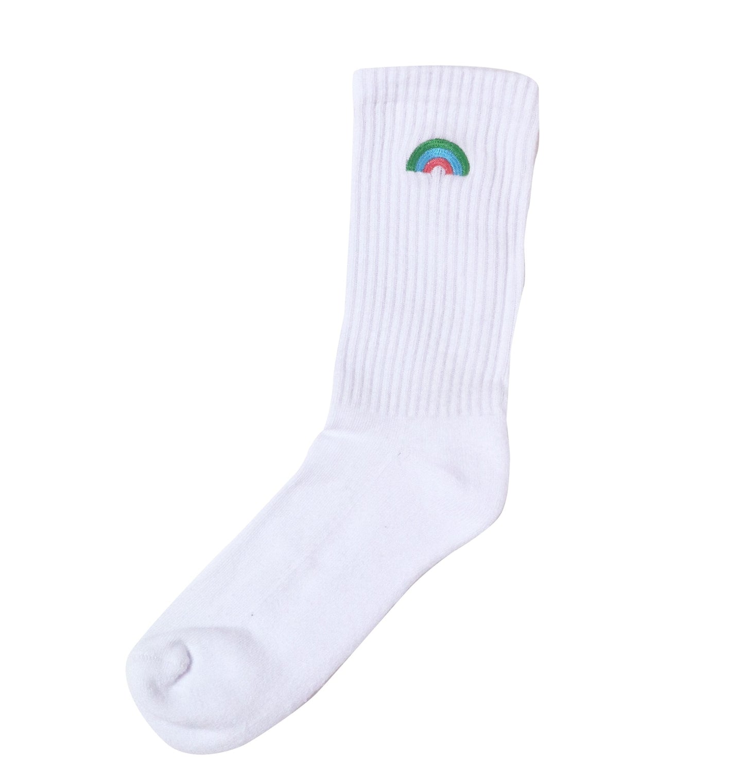 Rainbow Embroidered Crew Socks - White - Sweepstake Winners™