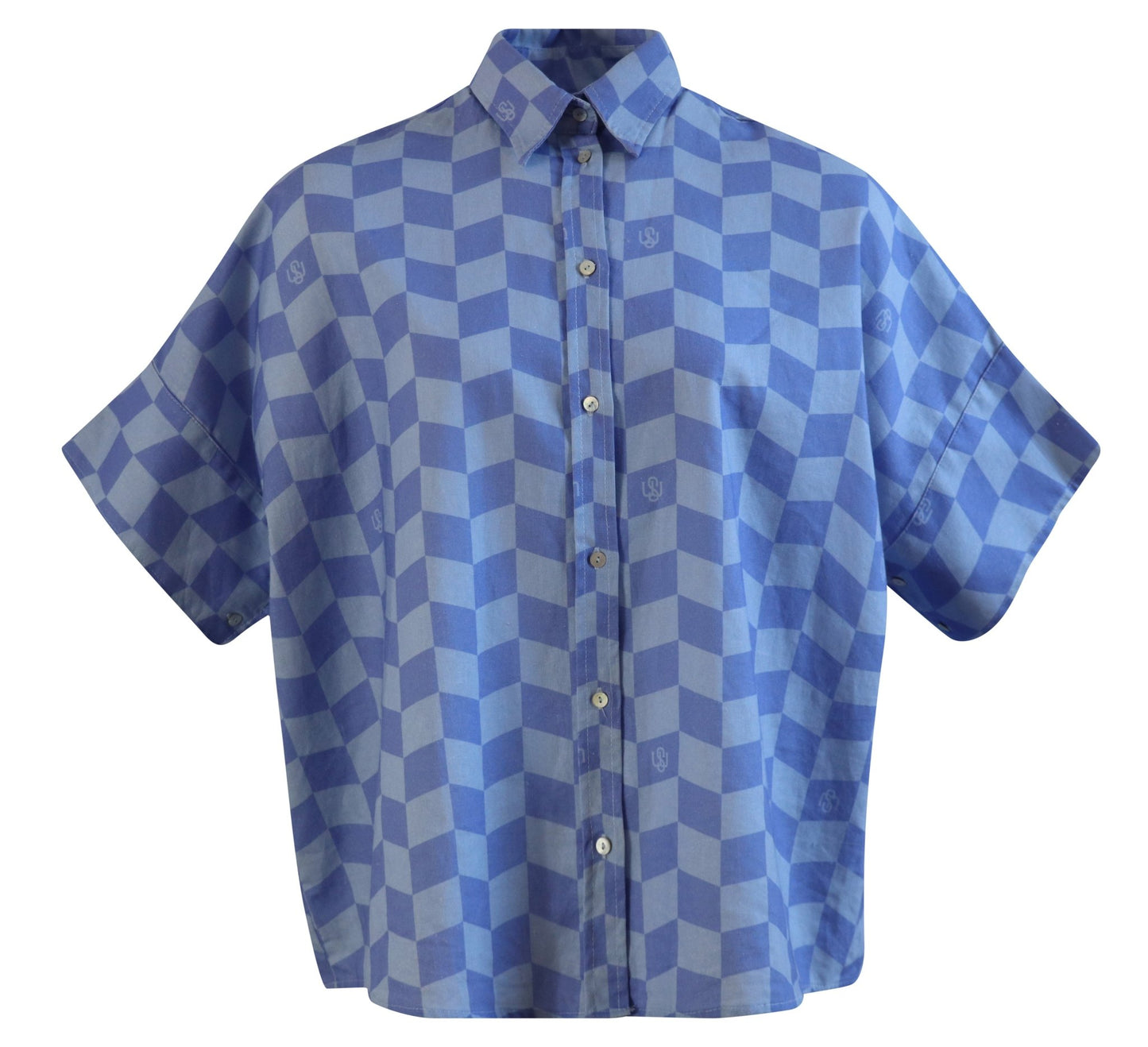 Tāhuna shirt - Blue Geometric - Sweepstake Winners™