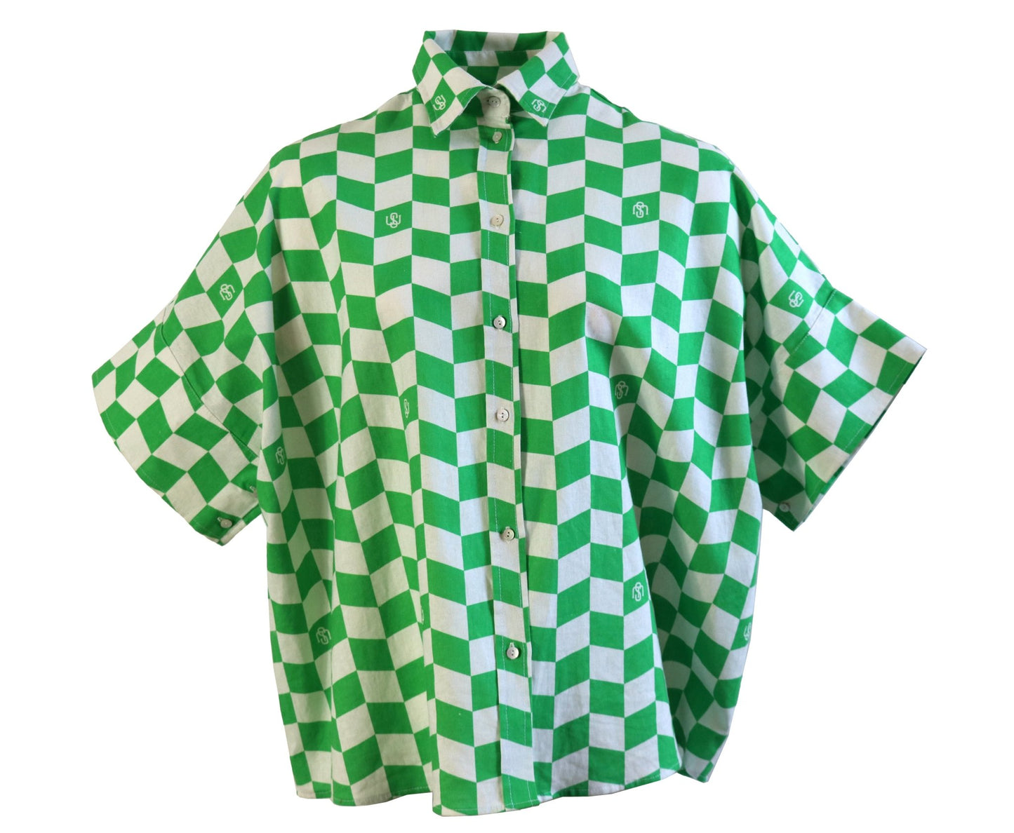 Tāhuna shirt - Green Geometric - Sweepstake Winners™